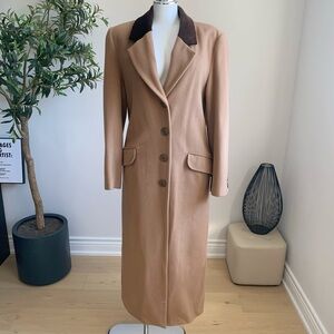 Camel Long Coat | Brown Collar | S–M